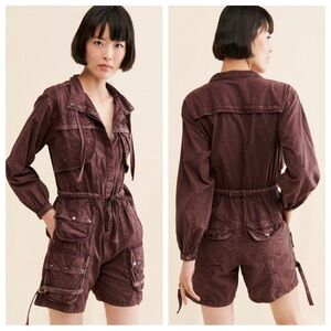 Free People Moon Bay Parachute Romper One-Piece Cotton Cinched Waist Boho